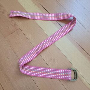 Pink multicolored rainbow striped 100% cotton‎ belt twee y2k kidcore maximalist